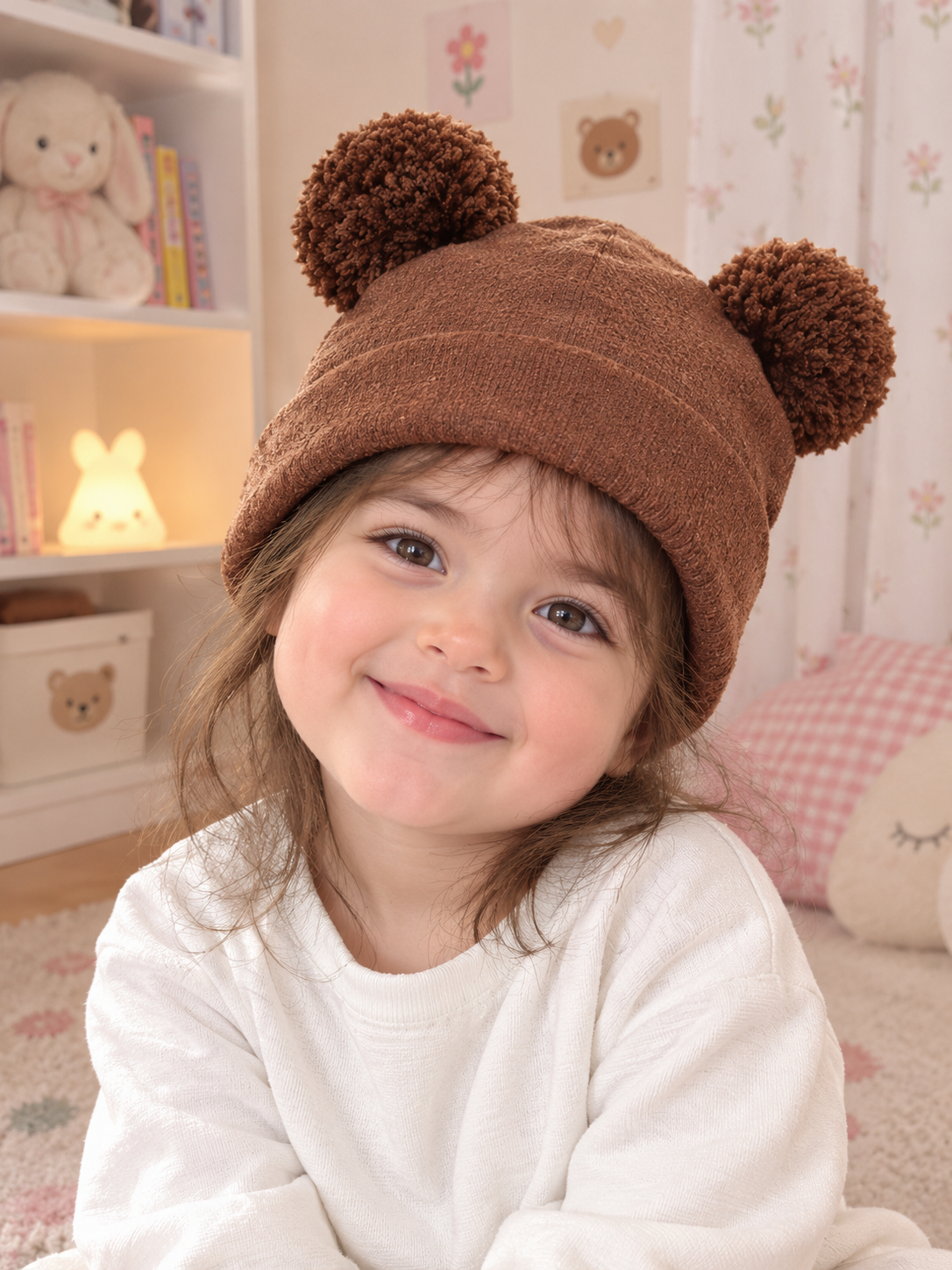 کلاه کبریتی چاکلت مدل تدی گوش دار بچگانه